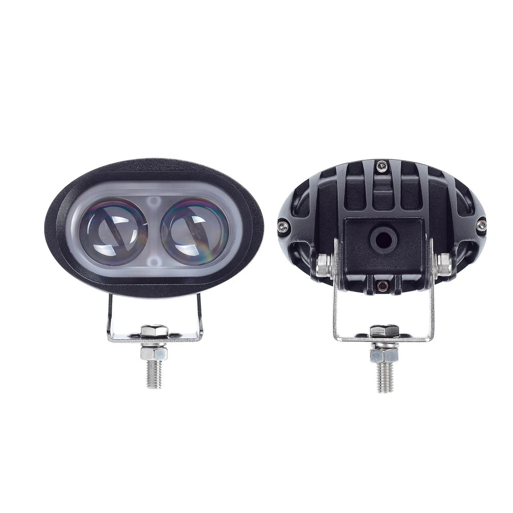 Blue spot forklift safety light projecting blue warning spot behind forklift