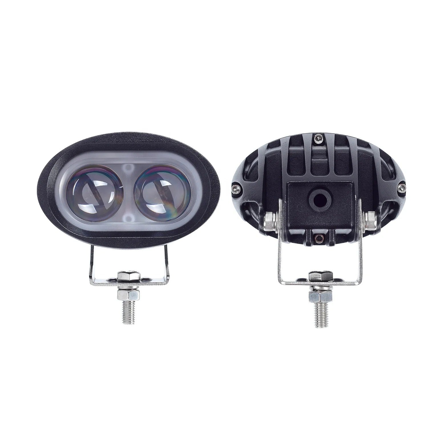 Blue spot forklift safety light projecting blue warning spot behind forklift