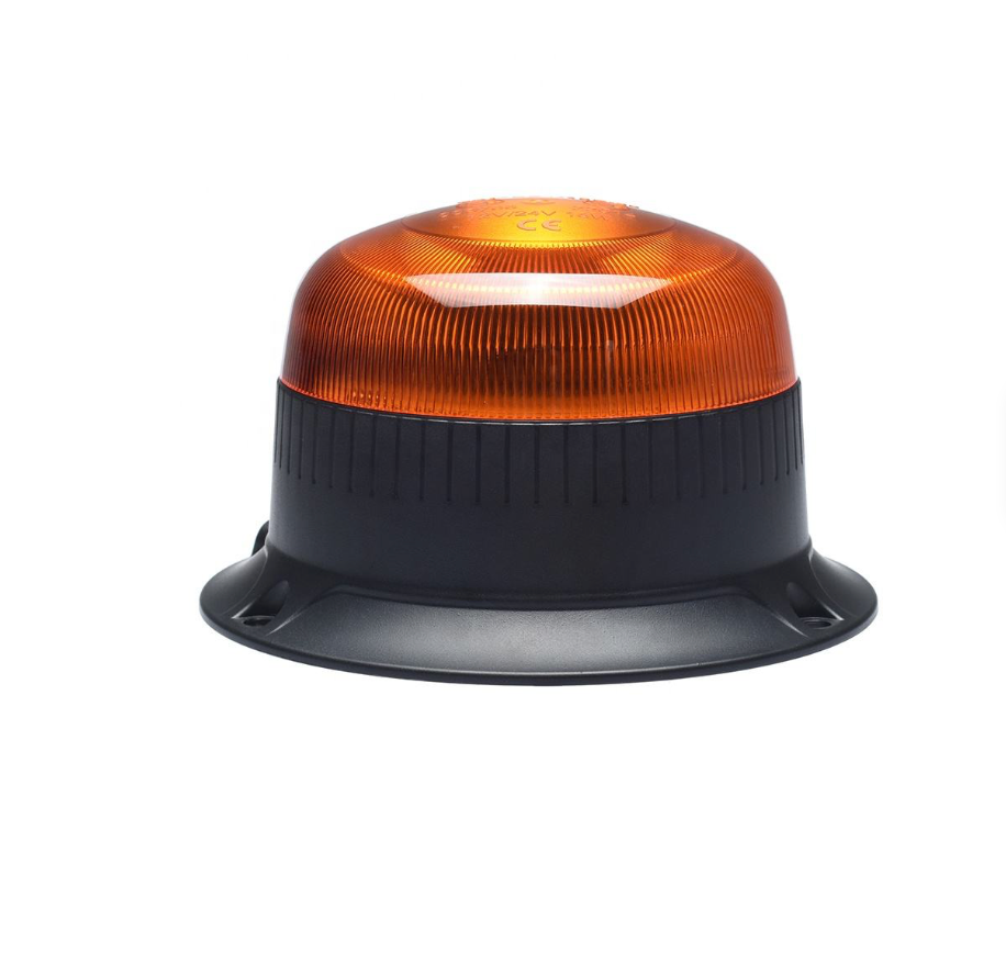 Low-mount amber forklift warning beacon with compact 3-bolt surface mount
