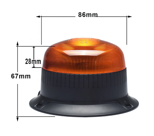 Low-mount amber forklift warning beacon with compact 3-bolt surface mount